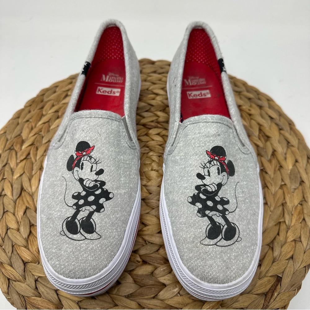 KEDS X Disney Minnie Mouse Sneakers Grey White Red Size 9.5